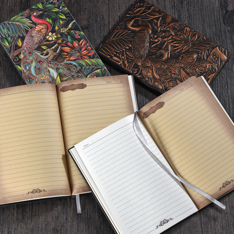Peacock 3D Embossed Faux Leather Cover Notebook