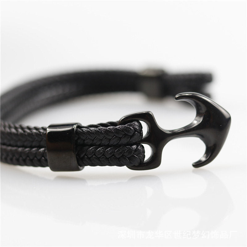 Leather Anchor Unisex Bracelet