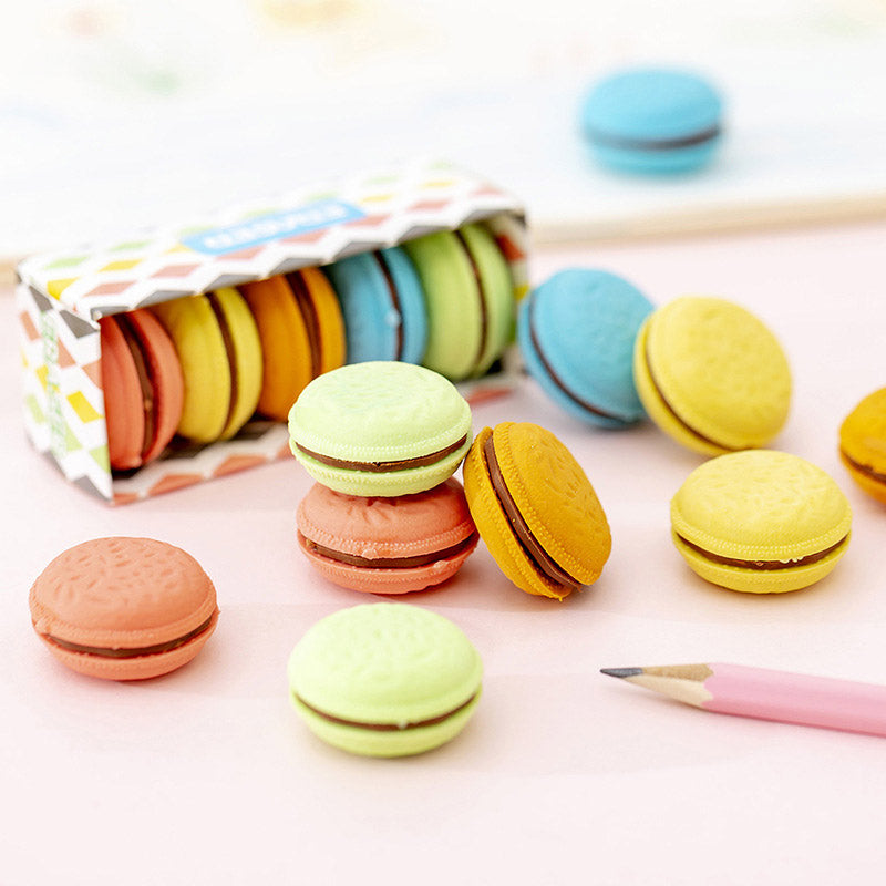 Set of 5 Cute Macarons Color Pencil Erasers