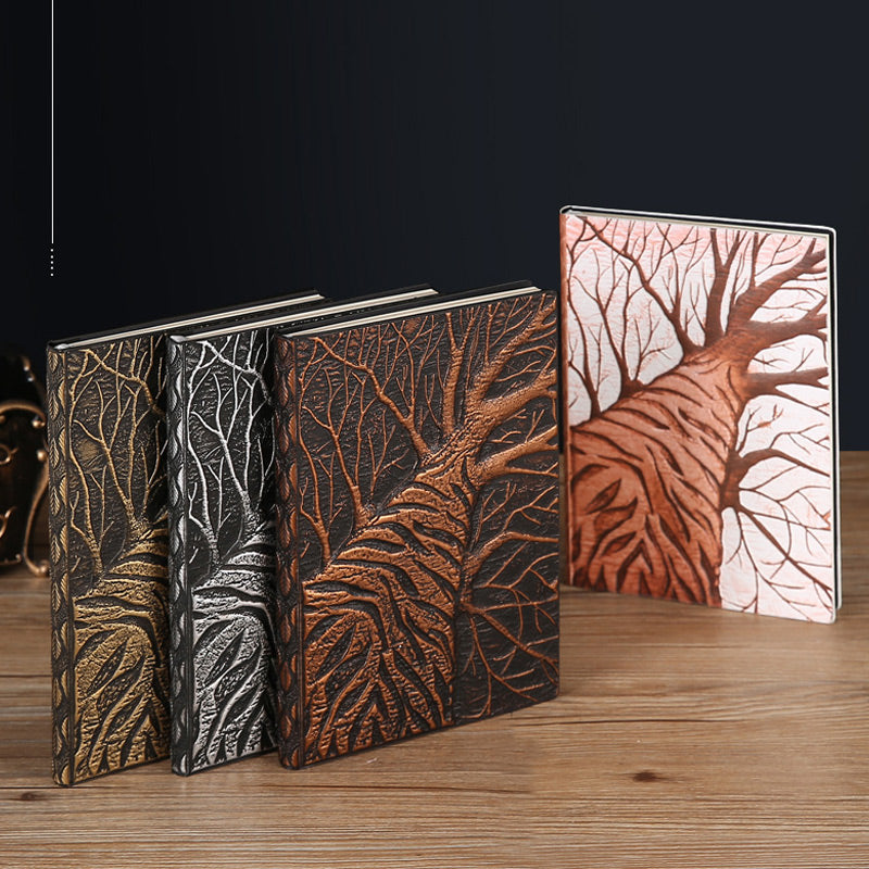 Old Tree 3D Embossed Faux Leather Cover Notebook