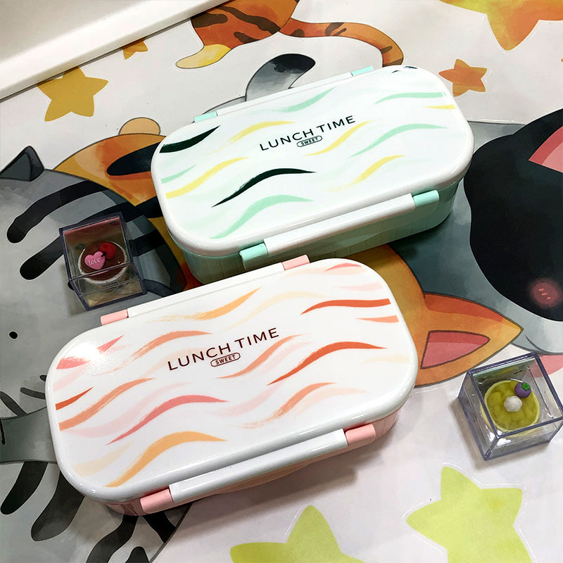 2 Portion Rectangular Lunch Box With Spoon