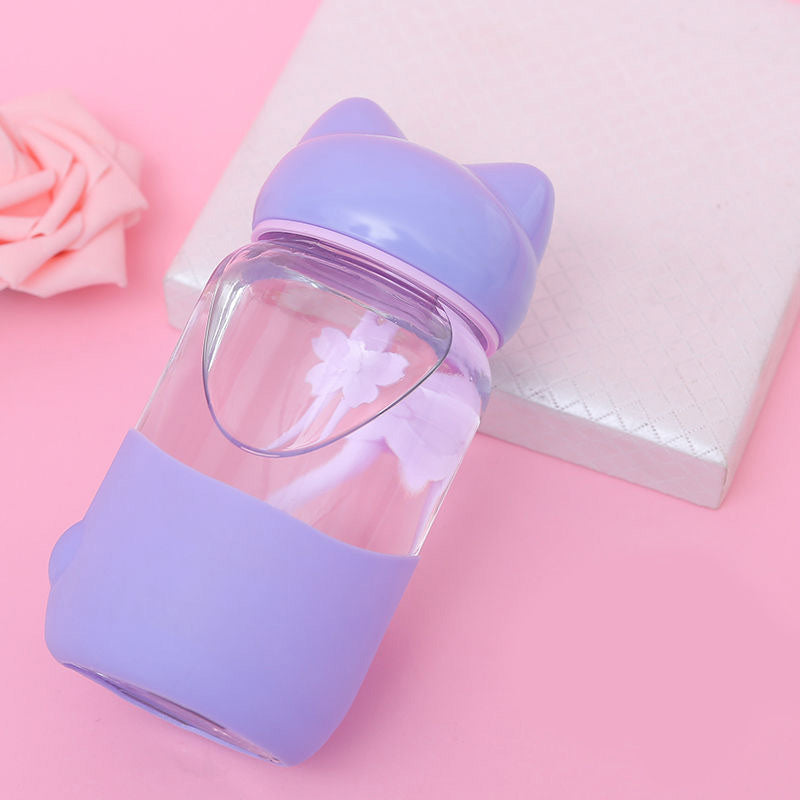 Mini Rabbit Cat Glass Water Bottle