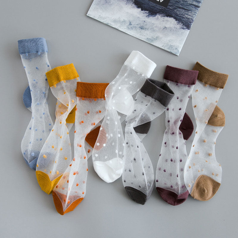 Set of 8 Summer Glass Short Crystal Silk Socks