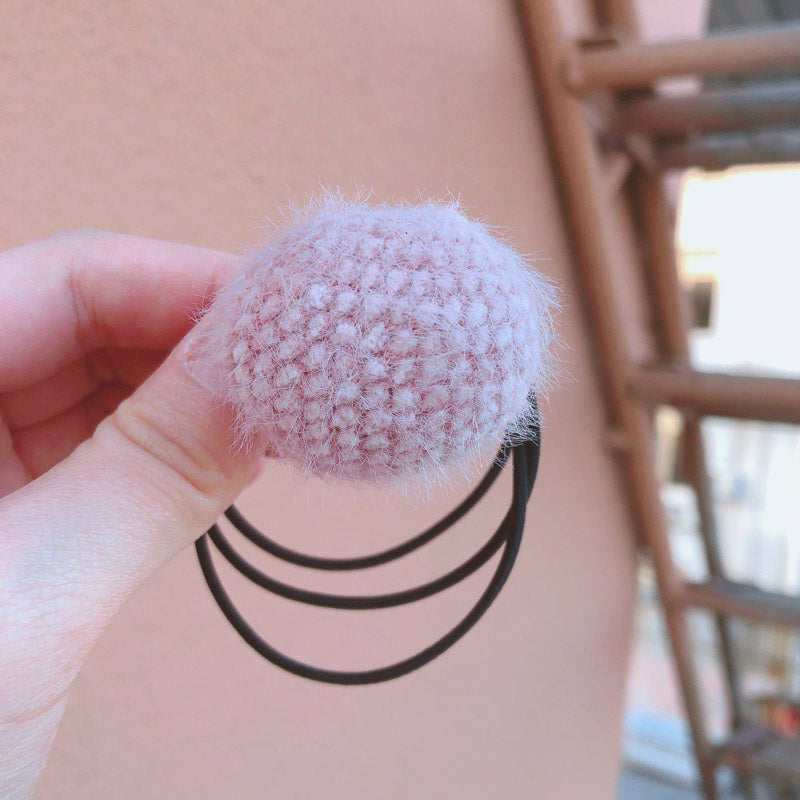 Set of 5 Large Pom Pom Hair ties Scrunchies
