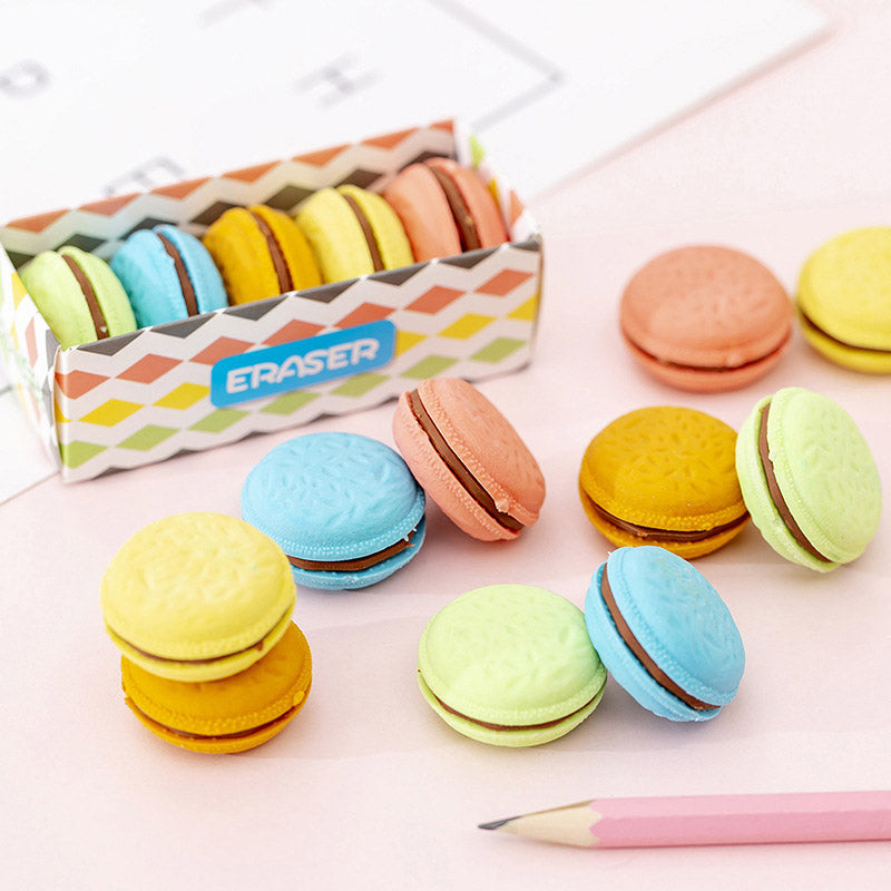 Set of 5 Cute Macarons Color Pencil Erasers