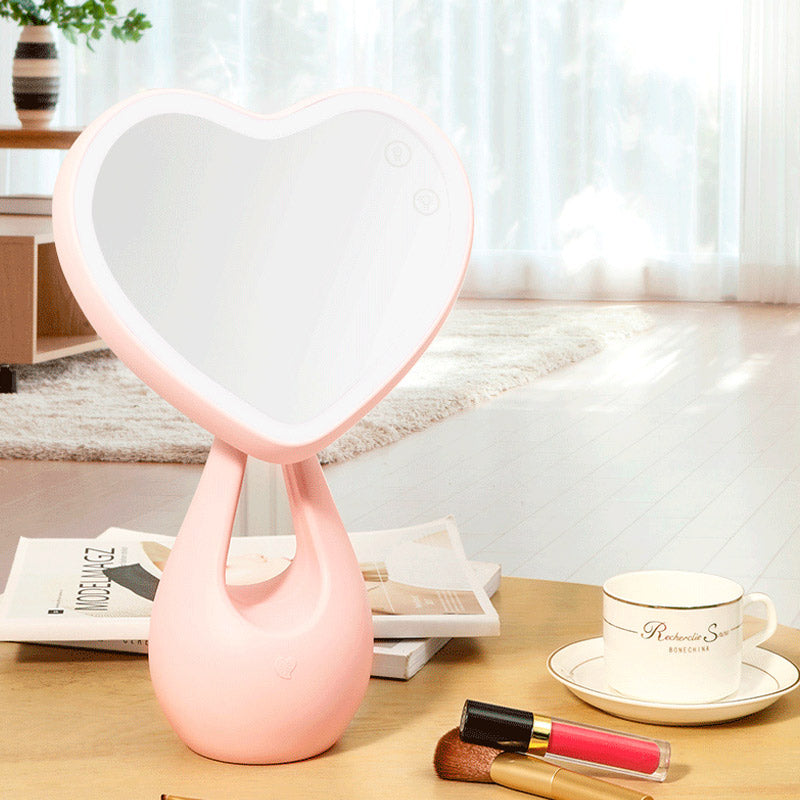 Rechargeable Heart-Shaped Mirror Table Lamp