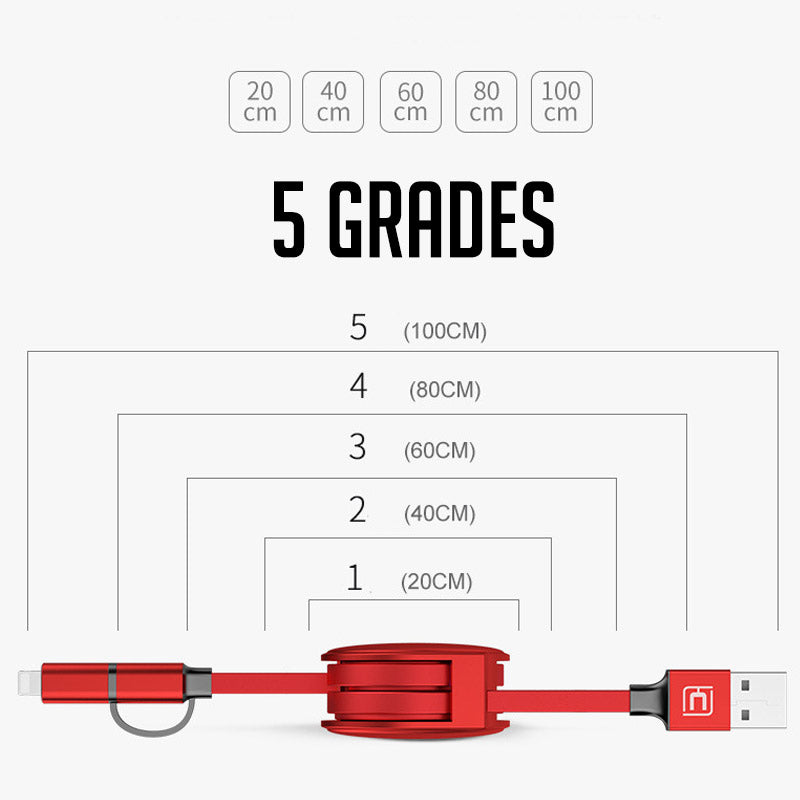 Stylish Cafele 2 in 1 Retractable USB Cable