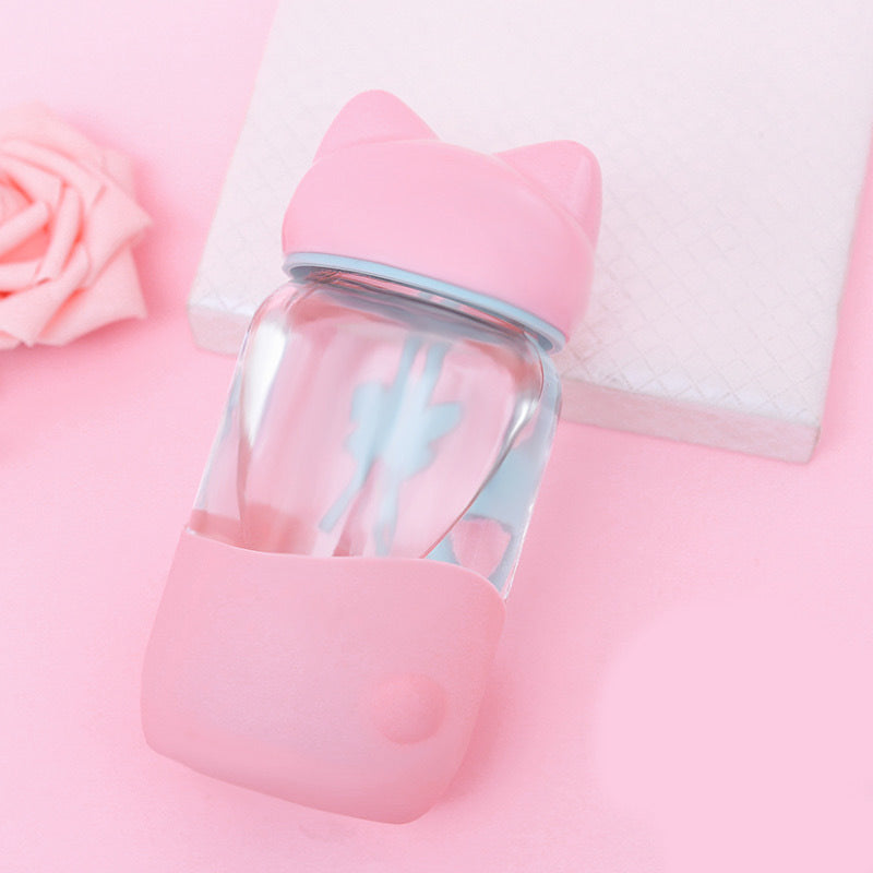 Mini Rabbit Cat Glass Water Bottle