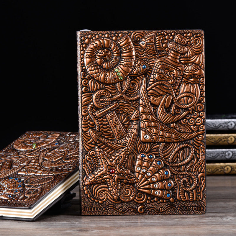 Sea Life 3D Embossed Faux Leather Cover Notebook