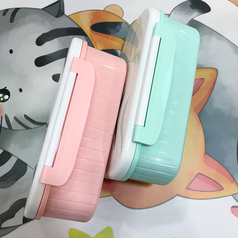 2 Portion Rectangular Lunch Box With Spoon