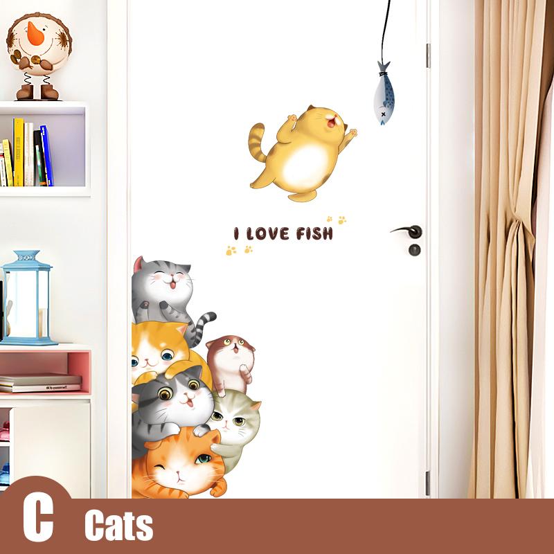 3d Cartoon Cats Wall and Door Stickers For Kids